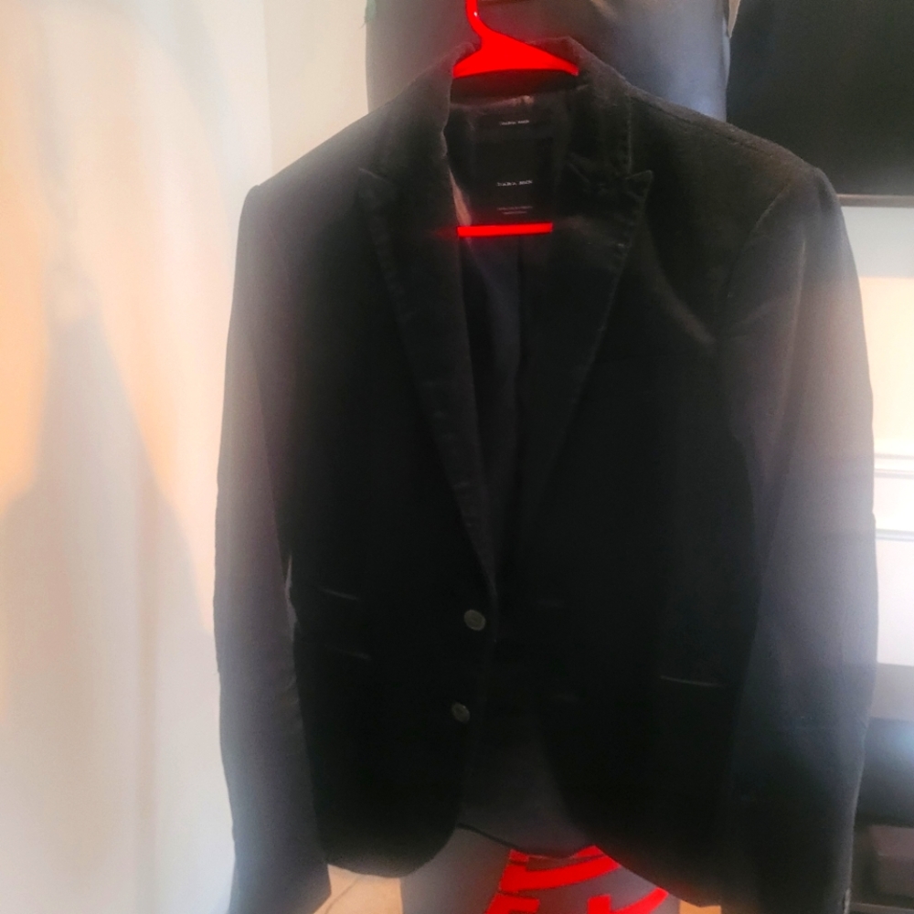 Zara Dark Green Velvet Blazer